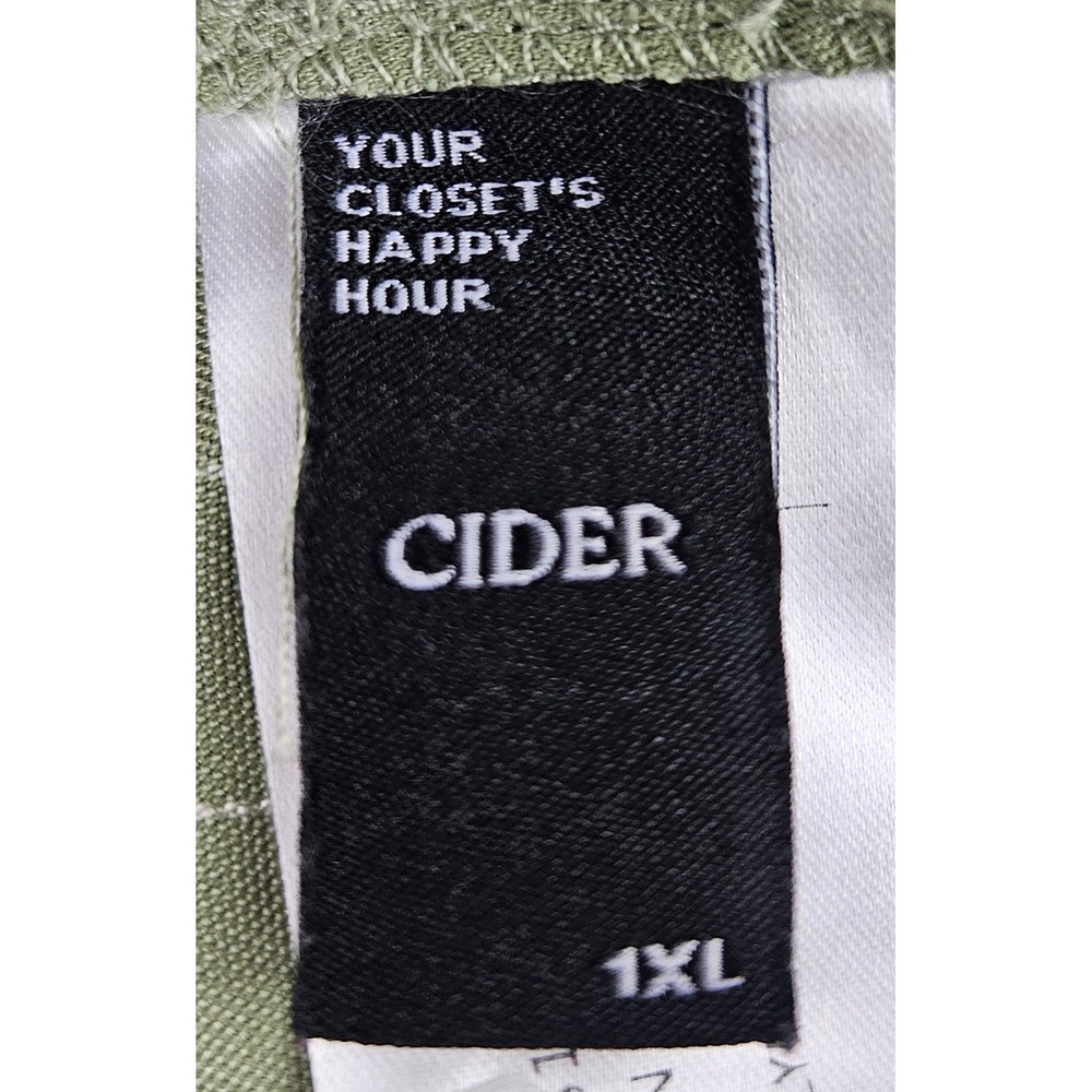Cider Green Pinstripe Lace Up Side Corset Top Smocked Back 1XL Boho Cottagecore - Picture 4 of 6